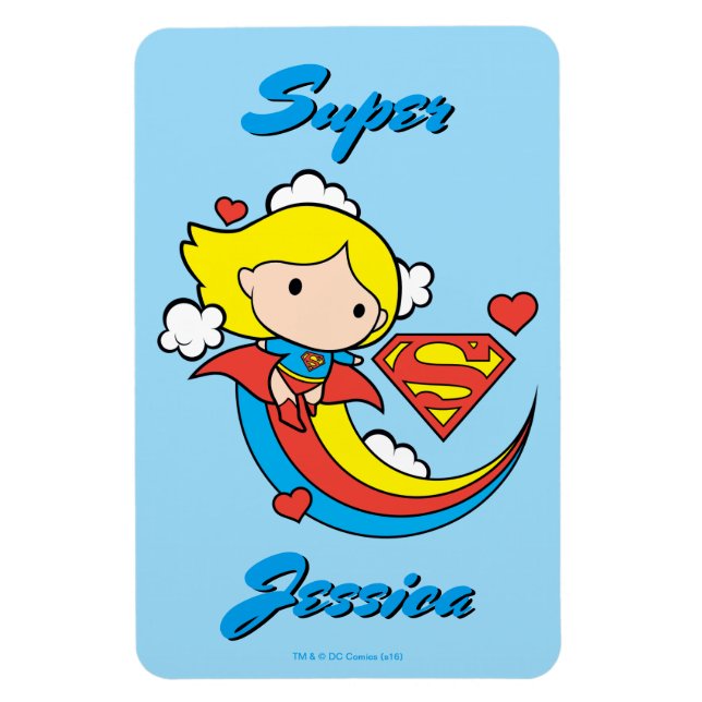 Ímã Chibi Supergirl Flying Rainbow (Vertical)