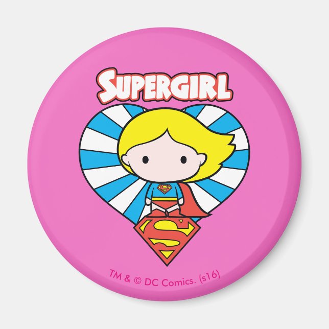Imã Chibi Supergirl Starburst Heart and Logo (Frente)