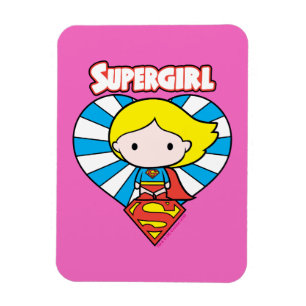 Ímã Chibi Supergirl Starburst Heart and Logo