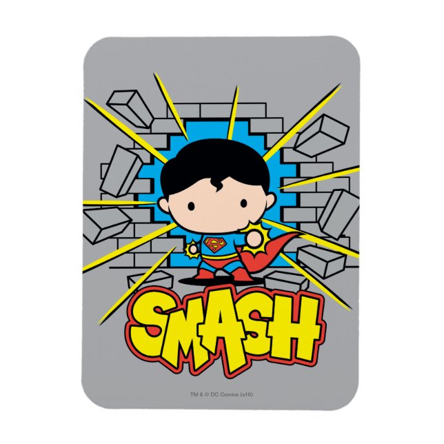 Ímã Chibi Superman Smashing Através da Parede de tijol (Vertical)
