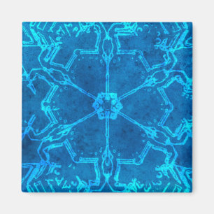 Imã Chic Blue Abstract Snowflake Flower Magnet