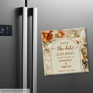 Imã Chic Boho Terracota Bege Sage Floral Salvar Data