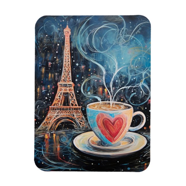 Ímã Chic Eiffel Tower Heart Café Café Café Chalk Paris (Vertical)