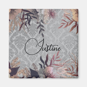 Imã Chic Floral Elegant Damask Personalizado