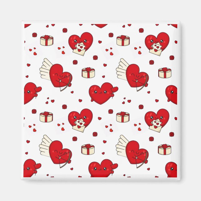 Imã Chic Love-Themed Valentine’s Day Gift Red Heart (Frente)