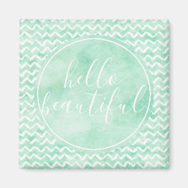 Imã Chic Mint Chevron Stripes Olá Bonita