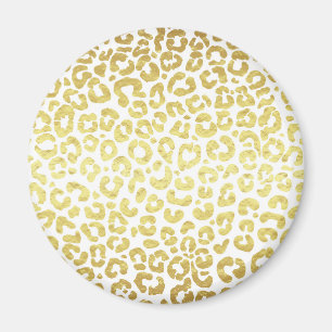 Imã Chic Modern Dourado Leopardo Branco Jaguar Cheetah