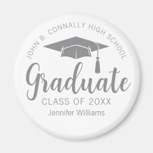 Imã Chic Prata Cinza Graduado Personalizado Graduação