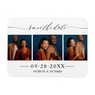 Ímã Chic Script Casamento Salvar A Data 3 Colagem de F