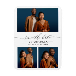 Ímã Chic Script Casamento Salvar A Data 3 Colagem de F