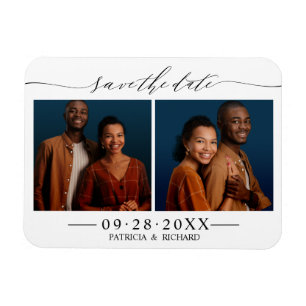 Ímã Chic Script Casamento Save The Date 2 Colagem de F