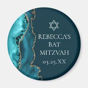 Imã Chic Teal Dourado Agate Bat Mitzvah