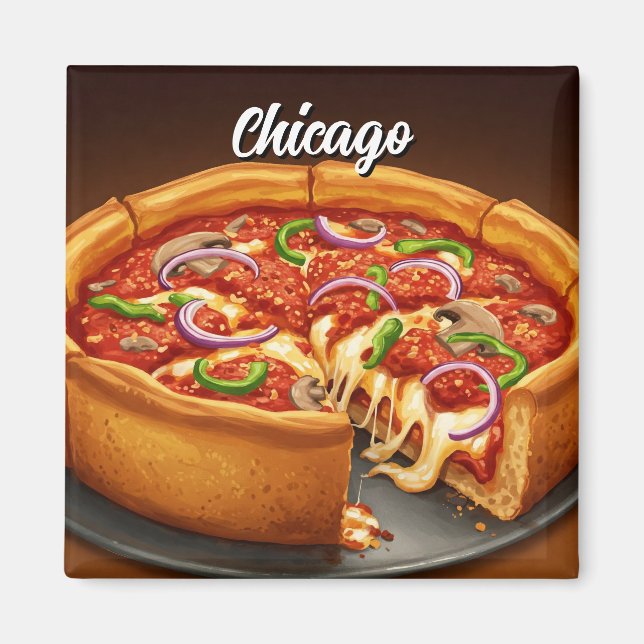 Imã Chicago Deep Dish Pizza (Frente)