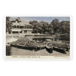 Ímã Chicago IL, cena em Lincoln Park, Vintage 1908
