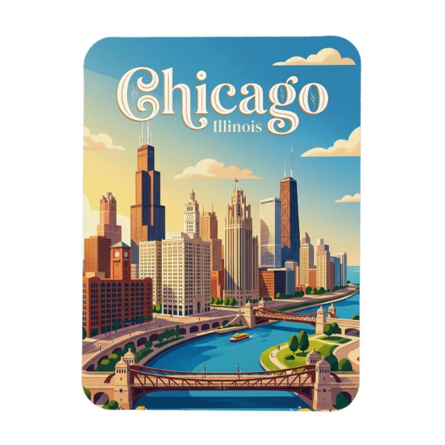 Ímã Chicago Illinois (Vertical)