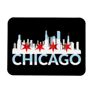 Ímã Chicago Illinois Cidade Ventosa 4 Estrelas Logotip