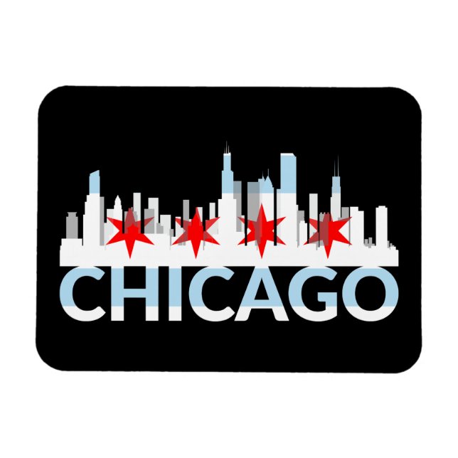 Ímã Chicago Illinois Cidade Ventosa 4 Estrelas Logotip (Horizontal)
