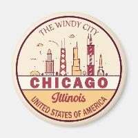 Chicago Illinois City Skyline Emblem