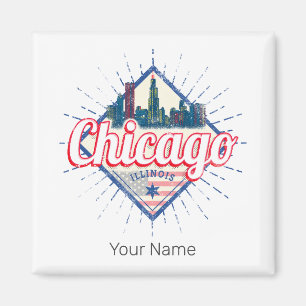Imã Chicago Illinois Estados Unidos Retro Skyline EUA