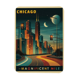 Ímã Chicago Magnífica Mile Vintage