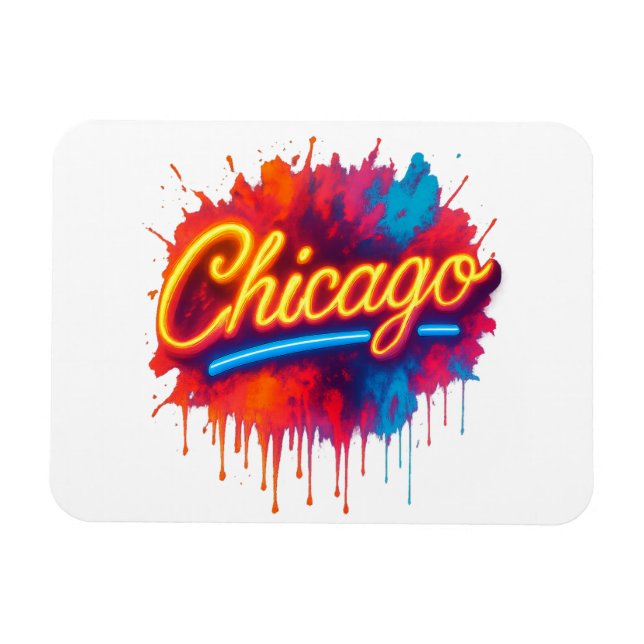 Ímã Chicago Neon Street Art Splash (Horizontal)