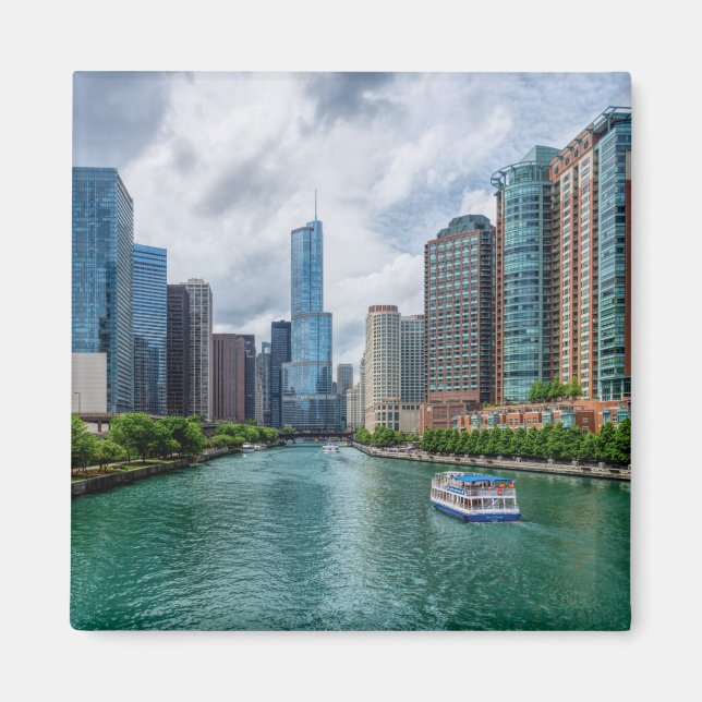 Imã Chicago River e Trump Tower (Frente)