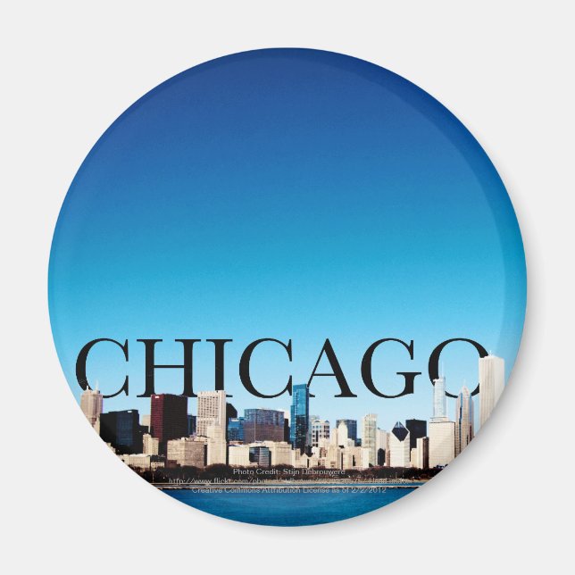 Imã Chicago Skyline com CHICAGO no céu (Frente)