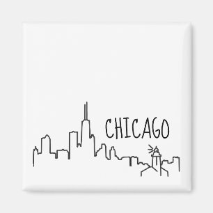 Imã Chicago Skyline com Lighthouse Small Magnet - 2x2