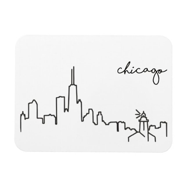 Ímã Chicago Skyline com Magnet de Farol (Horizontal)