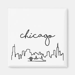 Imã Chicago Skyline com Marinho Pier Small Magnet