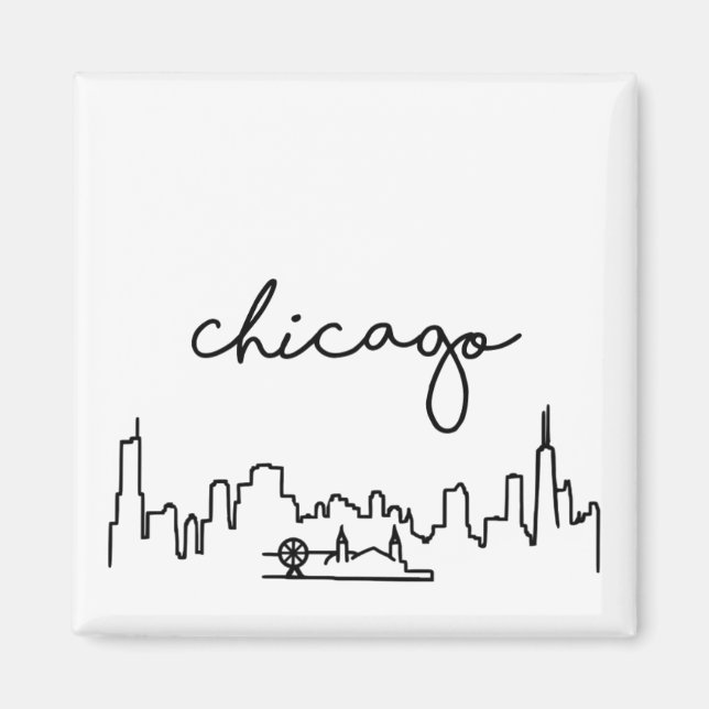 Imã Chicago Skyline com Marinho Pier Small Magnet (Frente)