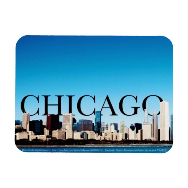 Ímã Chicago Skyline Magnet com Chicago no céu (Horizontal)