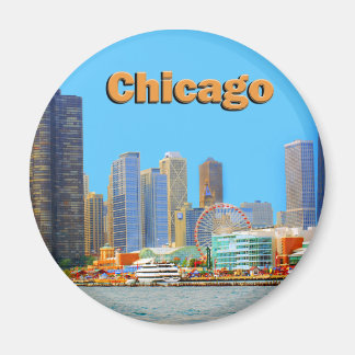 Imã Chicago Skyline No Marinho Pier