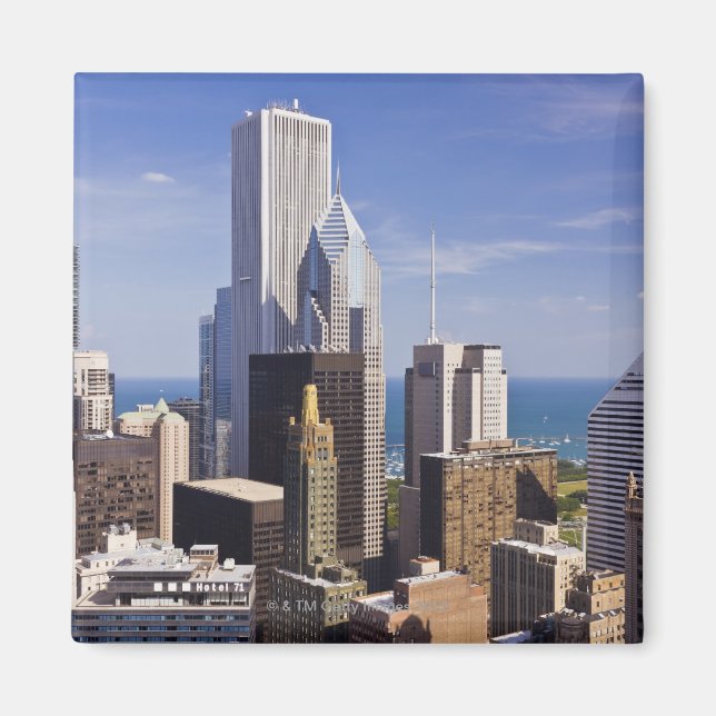 Imã Chicago Skyline Procurando pelo Lago Michigan (Frente)