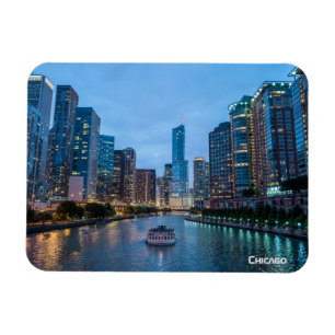 Ímã Chicago Skyline Sunset River