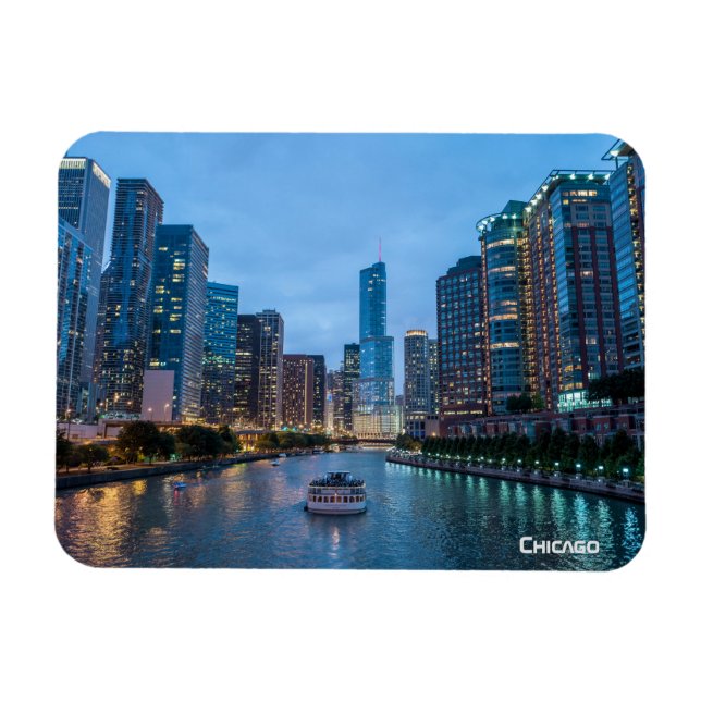 Ímã Chicago Skyline Sunset River (Horizontal)