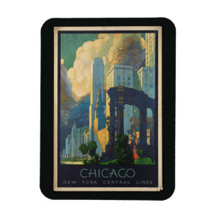 Ímã Chicago Vintage cartaz de viagem