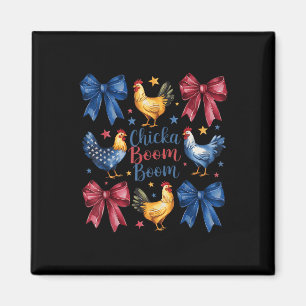 Imã Chicka Boom Boom Funny American Flag Chicken Graph