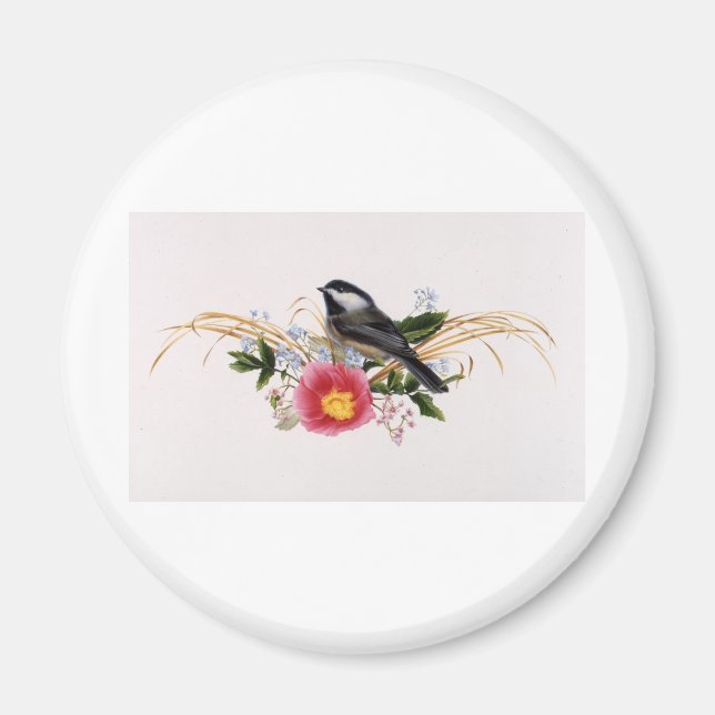 Imã Chickadee Floral (Frente)
