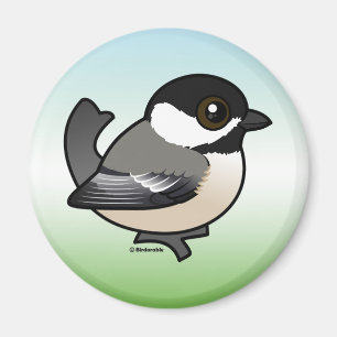 Imã Chickadee Preto-tampado