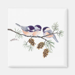 Imã CHICKADEES & PINECONES por SHARON SHARPE