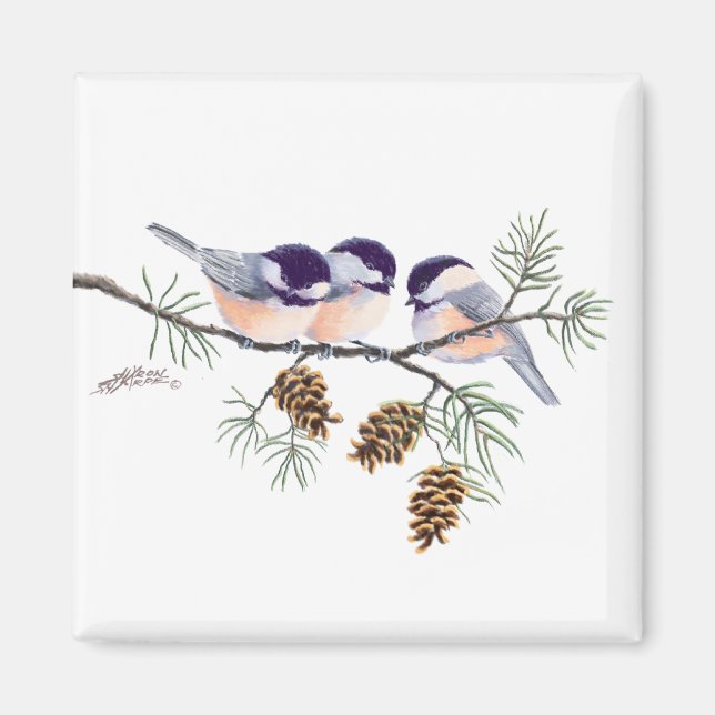 Imã CHICKADEES & PINECONÔMICOS por SHARON SHARPE (Frente)