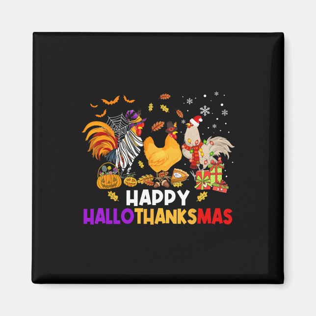 Imã Chicken Halloween Happy Hallothanksmas Autumn Chri (Frente)