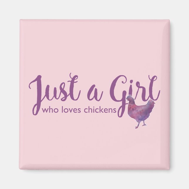 Imã Chicken Love Apenas uma Menina Roxo Magnet (Frente)