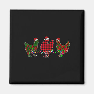 Imã Chicken Merry Christmas Red Green Leopard Plaid Xm