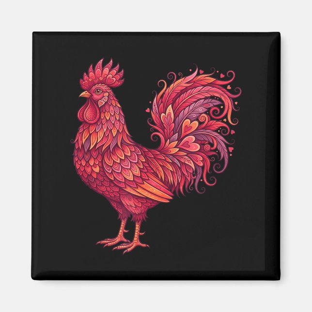 Imã Chicken Valentines Day Heart For Farmers Cute Chic (Frente)
