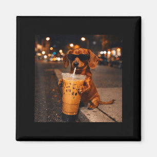 Imã Chihua dachshund engraçado amante de café gelado