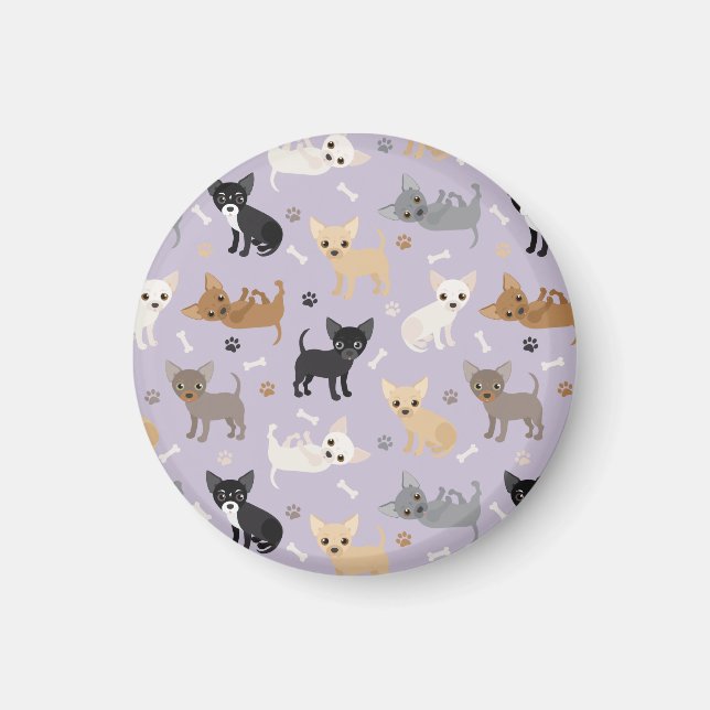 Imã Chihuahua Bones e patas roxas (Frente)