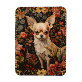 Ímã Chihuahua com Flores no Estilo de William Morris