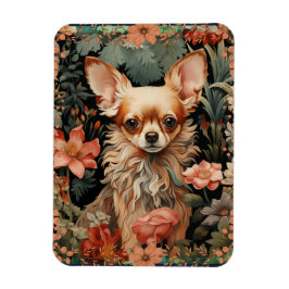 Ímã Chihuahua com Flores no Estilo de William Morris